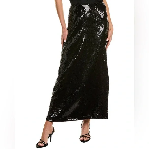 WeWoreWhat New Years Eve Straight Sequin Skirt in Black - Picture 1 of 12